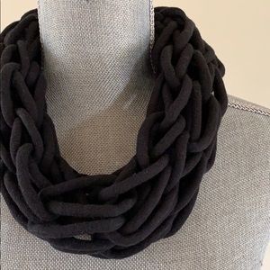 Black Handmade Arm Knit Infinity Scarf